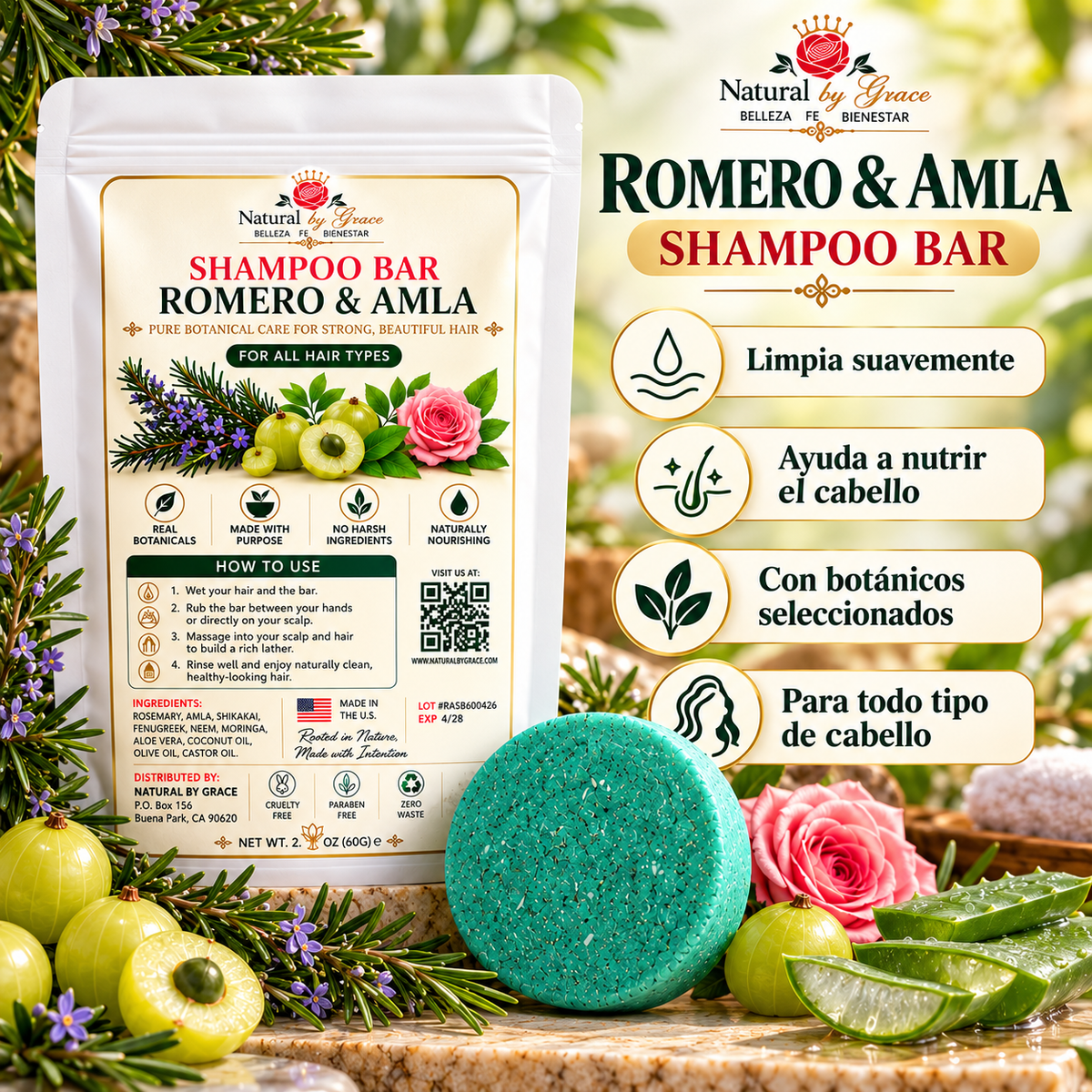 NATURA BY GRACE ROMERO CON AMLA SHAMPOO 100G