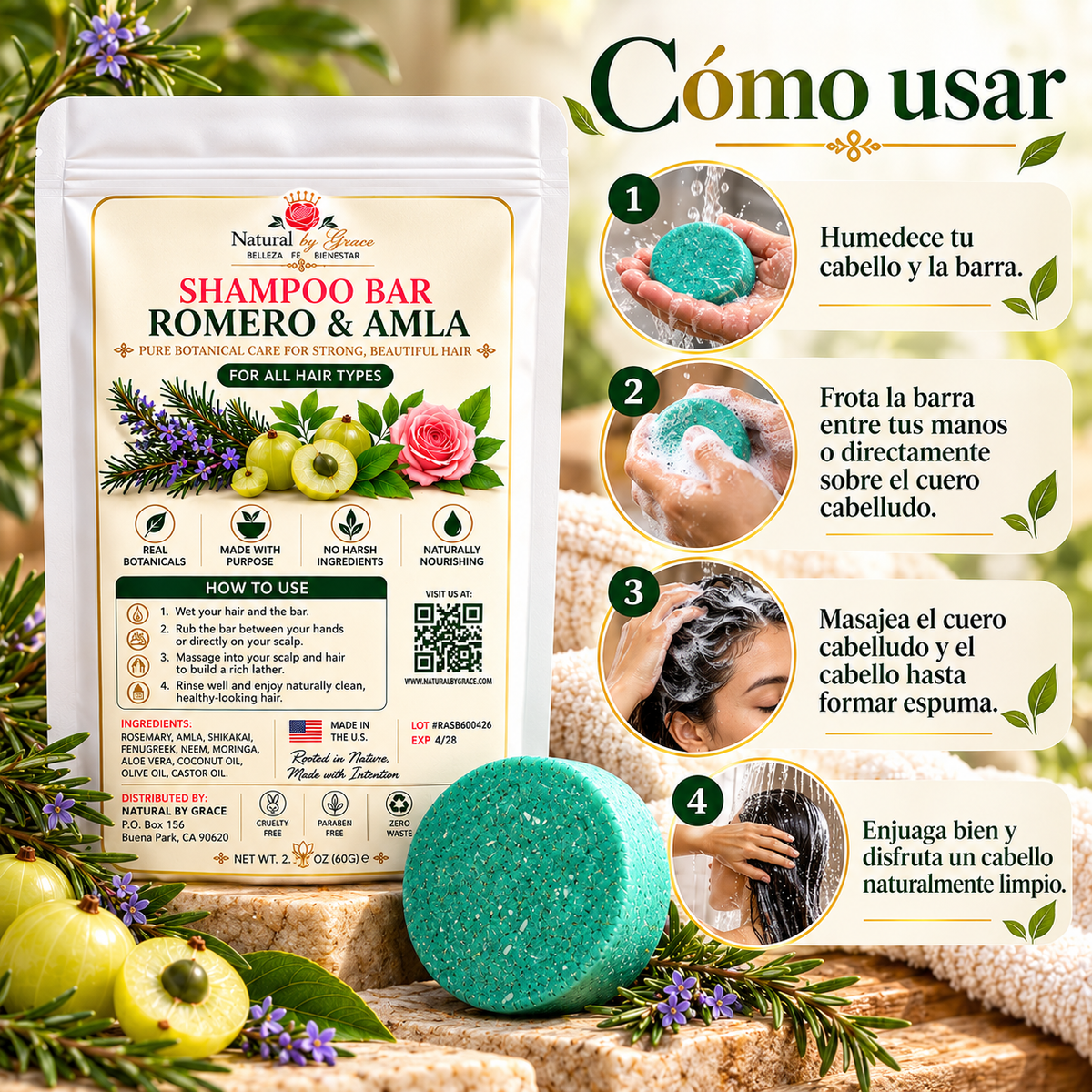 NATURA BY GRACE ROMERO CON AMLA SHAMPOO 100G