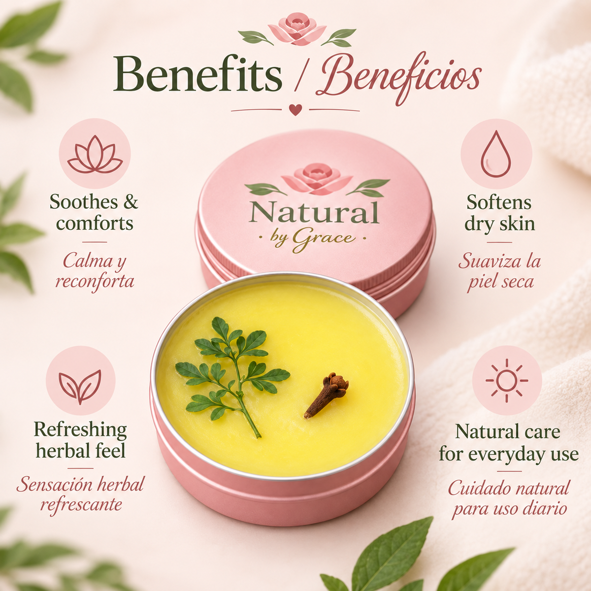 NATURA BY GRACE POMADA PARA CUERPO  RUDA Y CLAVO