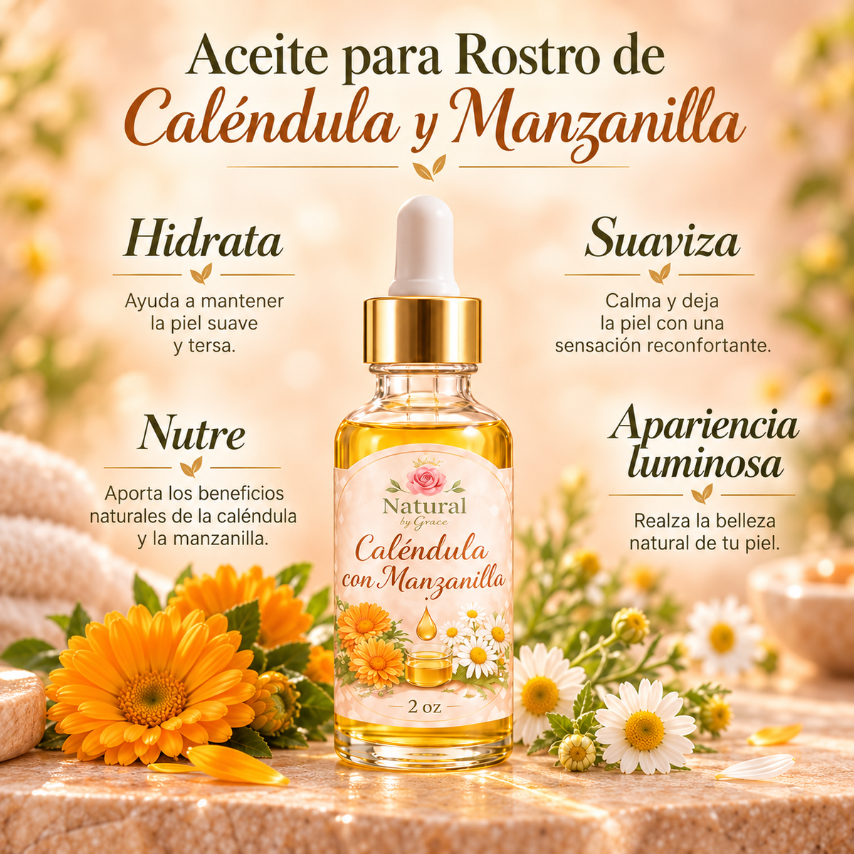 NATURA BY GRACE ACEITE DE ROSTRO CALENDULA & MANZANILLA