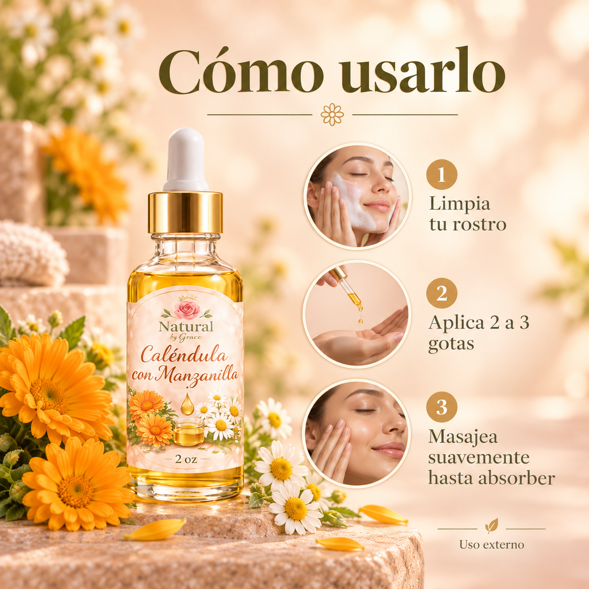 NATURA BY GRACE ACEITE DE ROSTRO CALENDULA & MANZANILLA