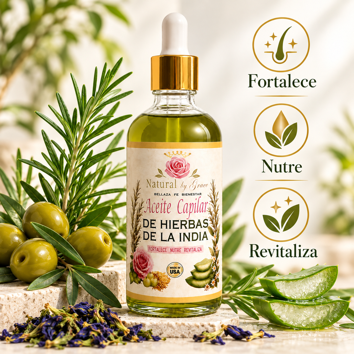 NATURA BY GRACE ACEITE DE LAS INDIAS PARA CABELLO
