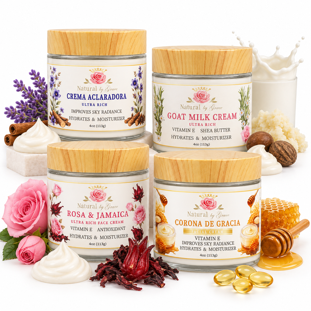 NATURAL BY  GRACE  COMBO DE 4 CREMAS FACIALES Y CORPORAL 4OZ /CU