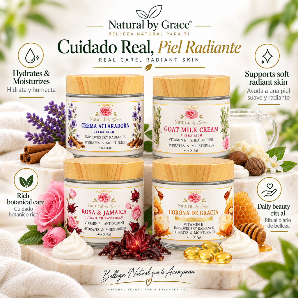 NATURAL BY  GRACE  COMBO DE 4 CREMAS FACIALES Y CORPORAL 4OZ /CU